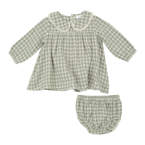 Mini Green Gingham Peter Pan Collar Dress