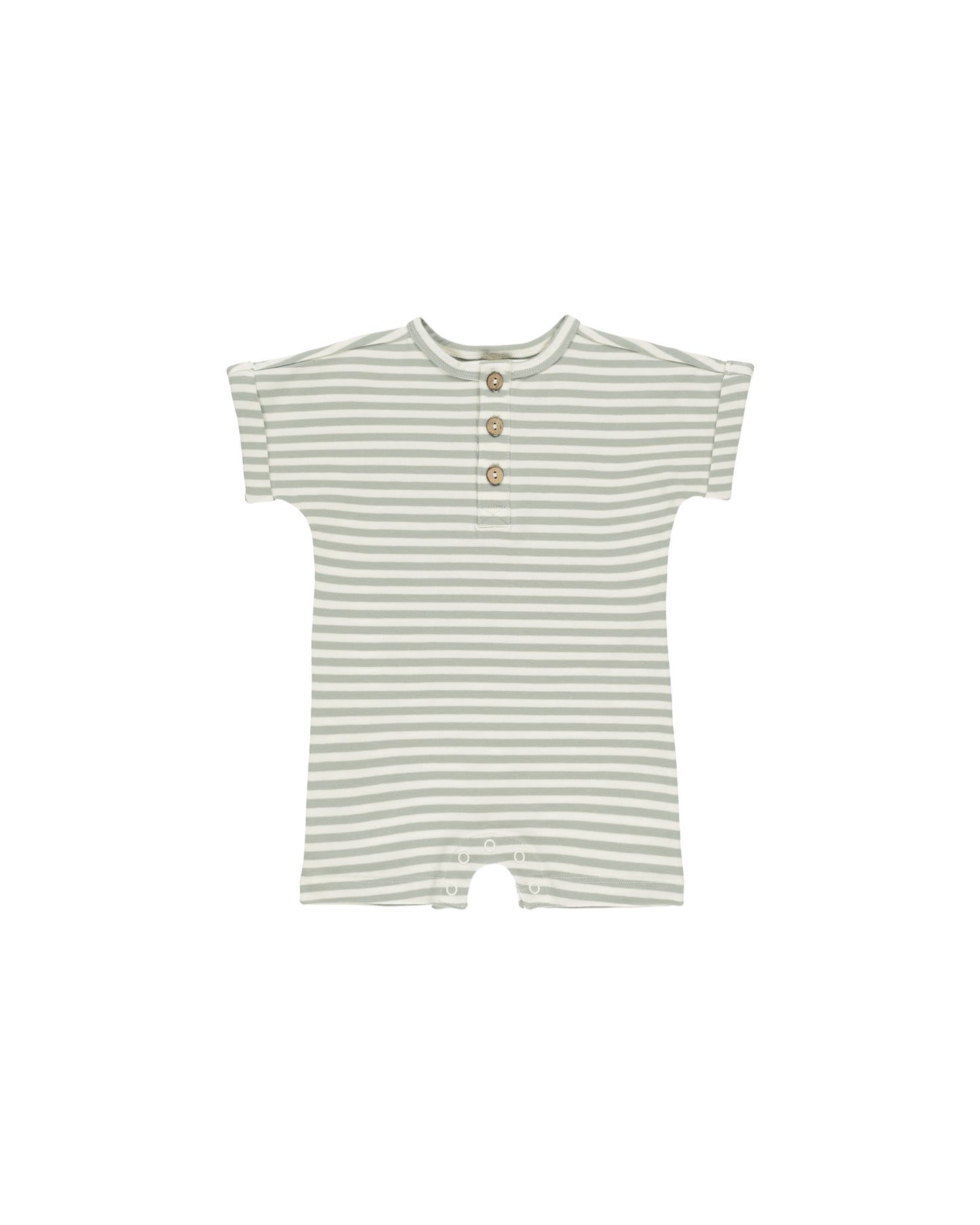 Short Sleeve Romper - Sage Stripe