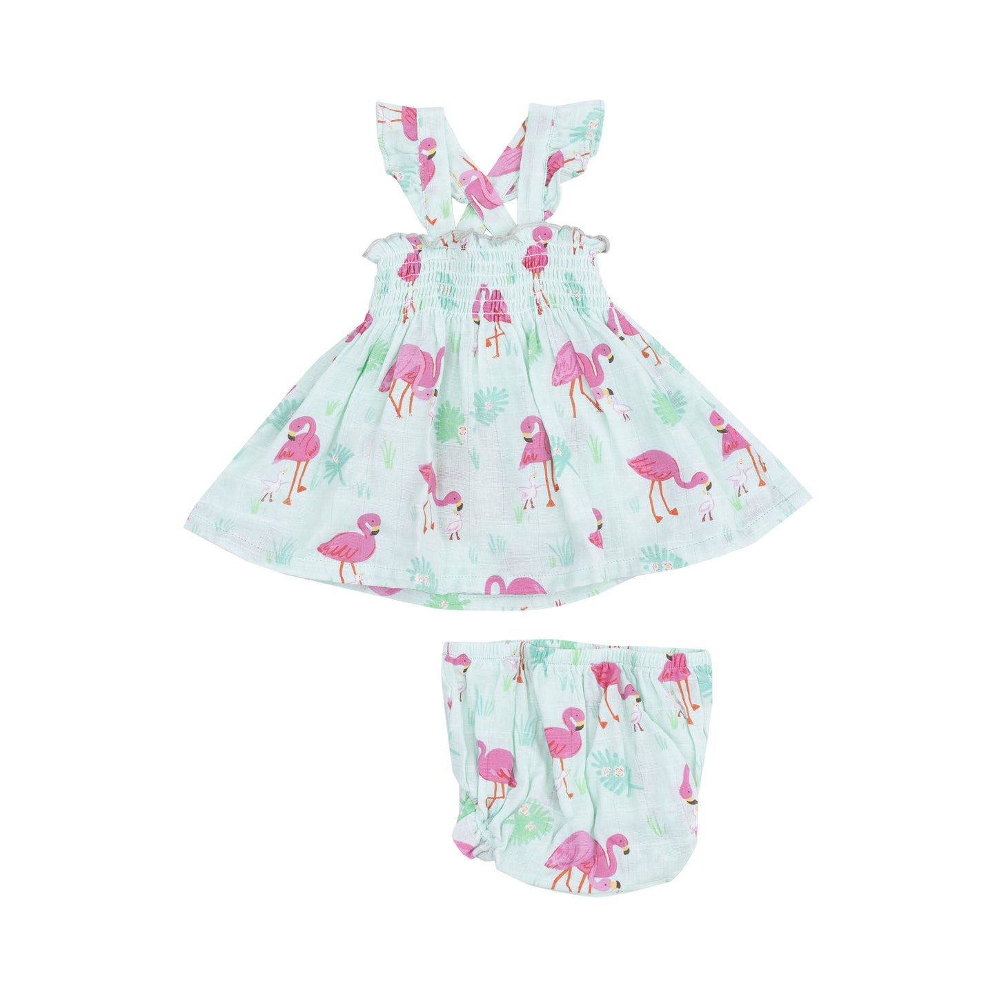 Flamingo Ruffle Strap Smocked Top & Bloomer