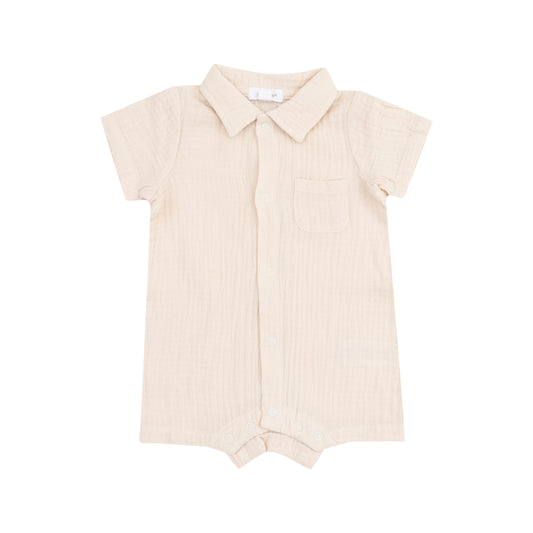Muslin White Swan Button Down Polo Shortie