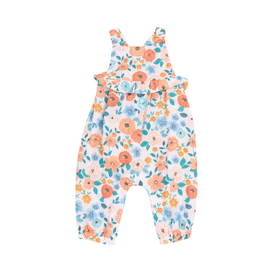 Flower Cart Ruffle Waist Romper