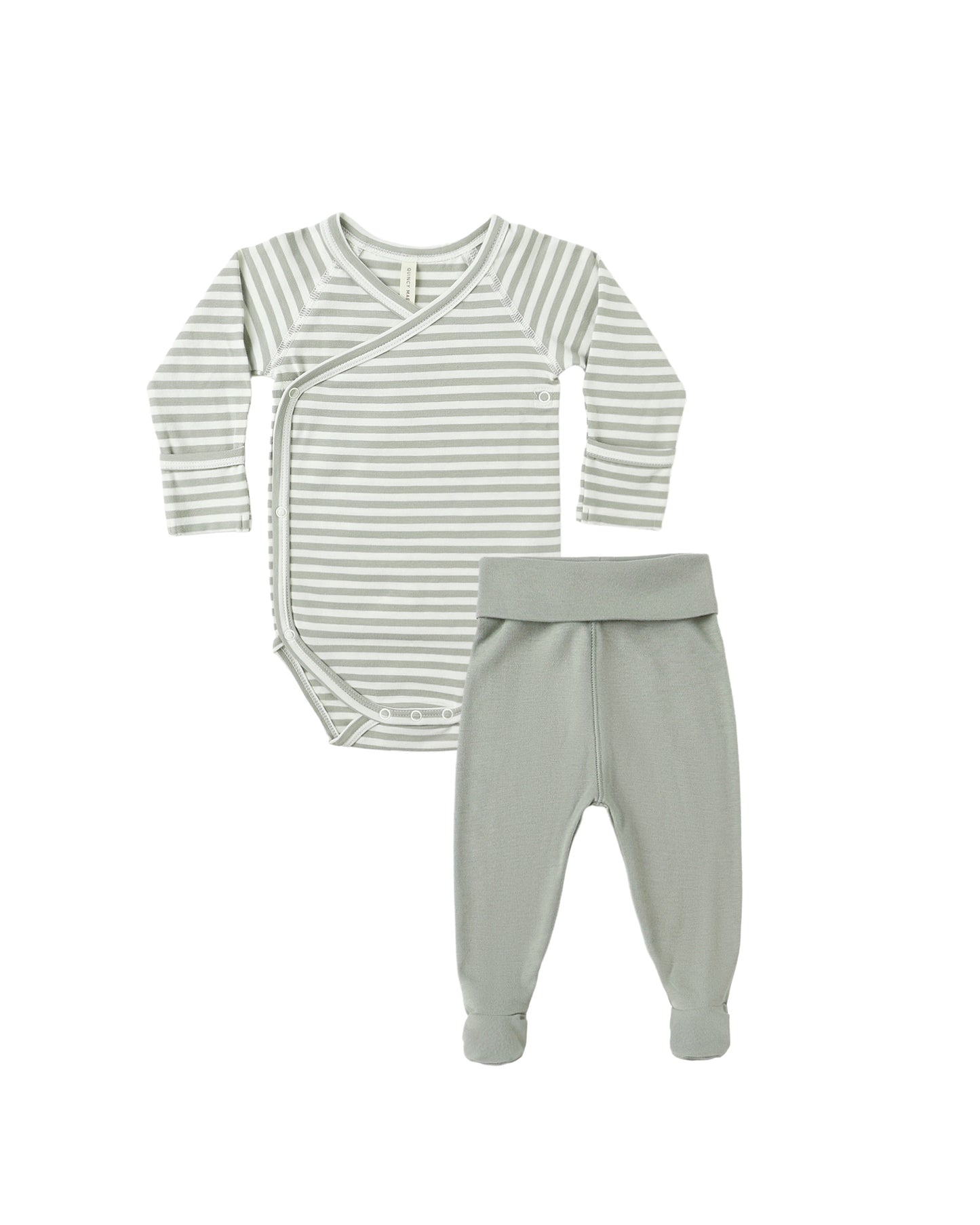 Side Snap Onesie + Pant Set - Fern Stripe