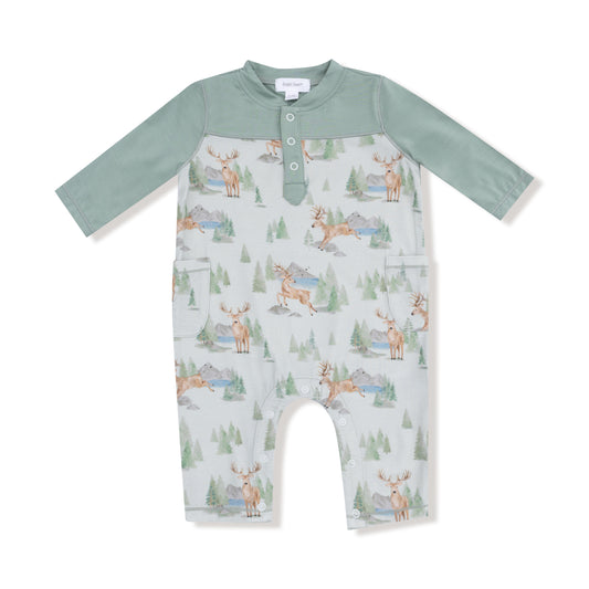 Buck Deer Romper Contrast Sleeves