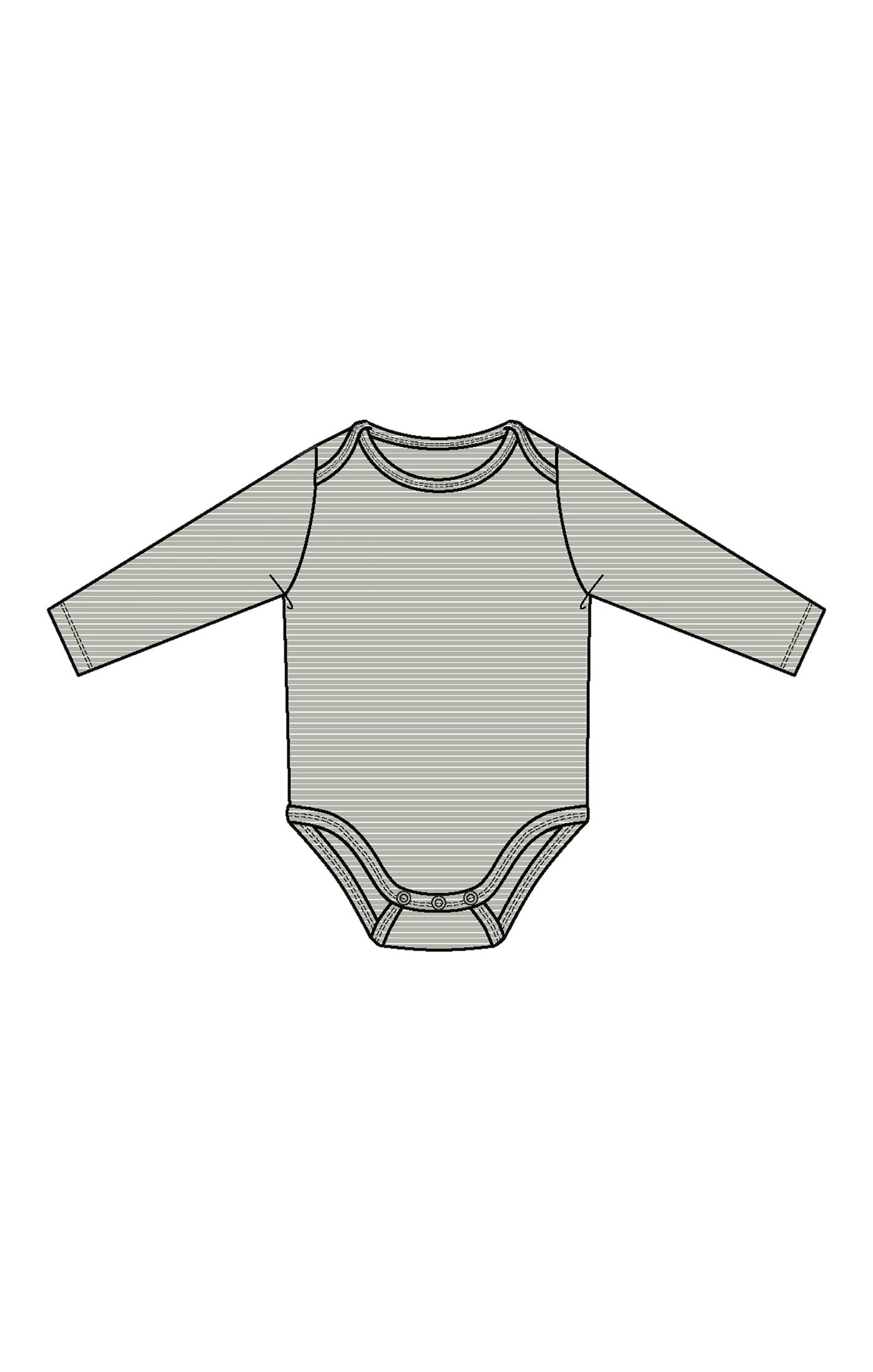 Mineral Grey White Stripe - Lap Shoulder Bodysuit