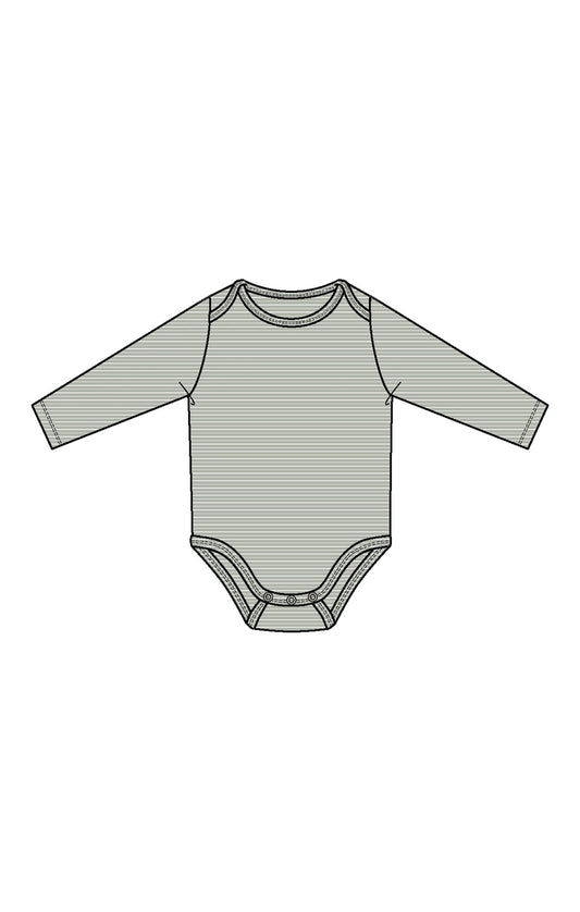 Mineral Grey White Stripe - Lap Shoulder Bodysuit