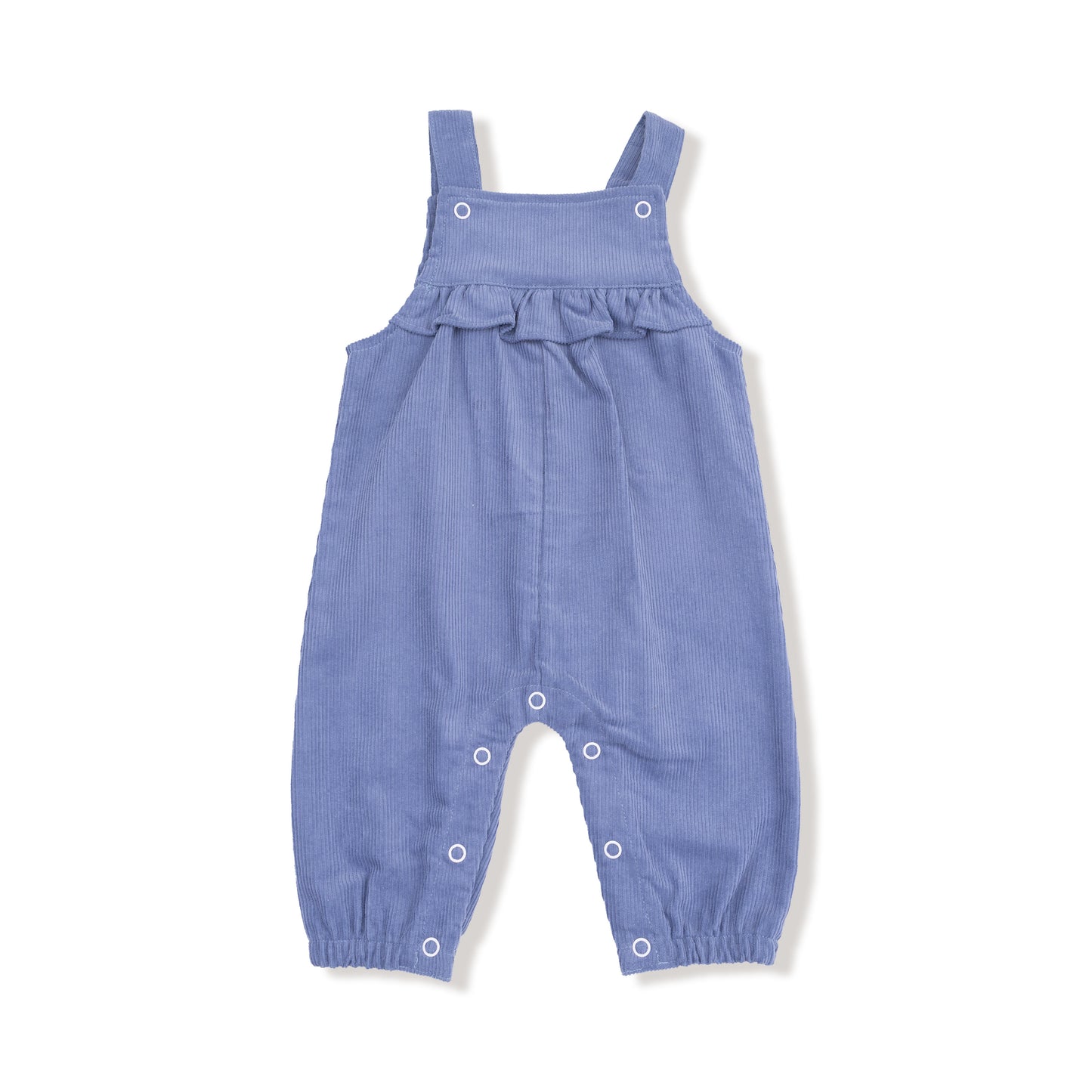 Corduroy Yoke Ruffle Overalls - Stone wash