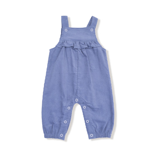 Corduroy Yoke Ruffle Overalls - Stone wash