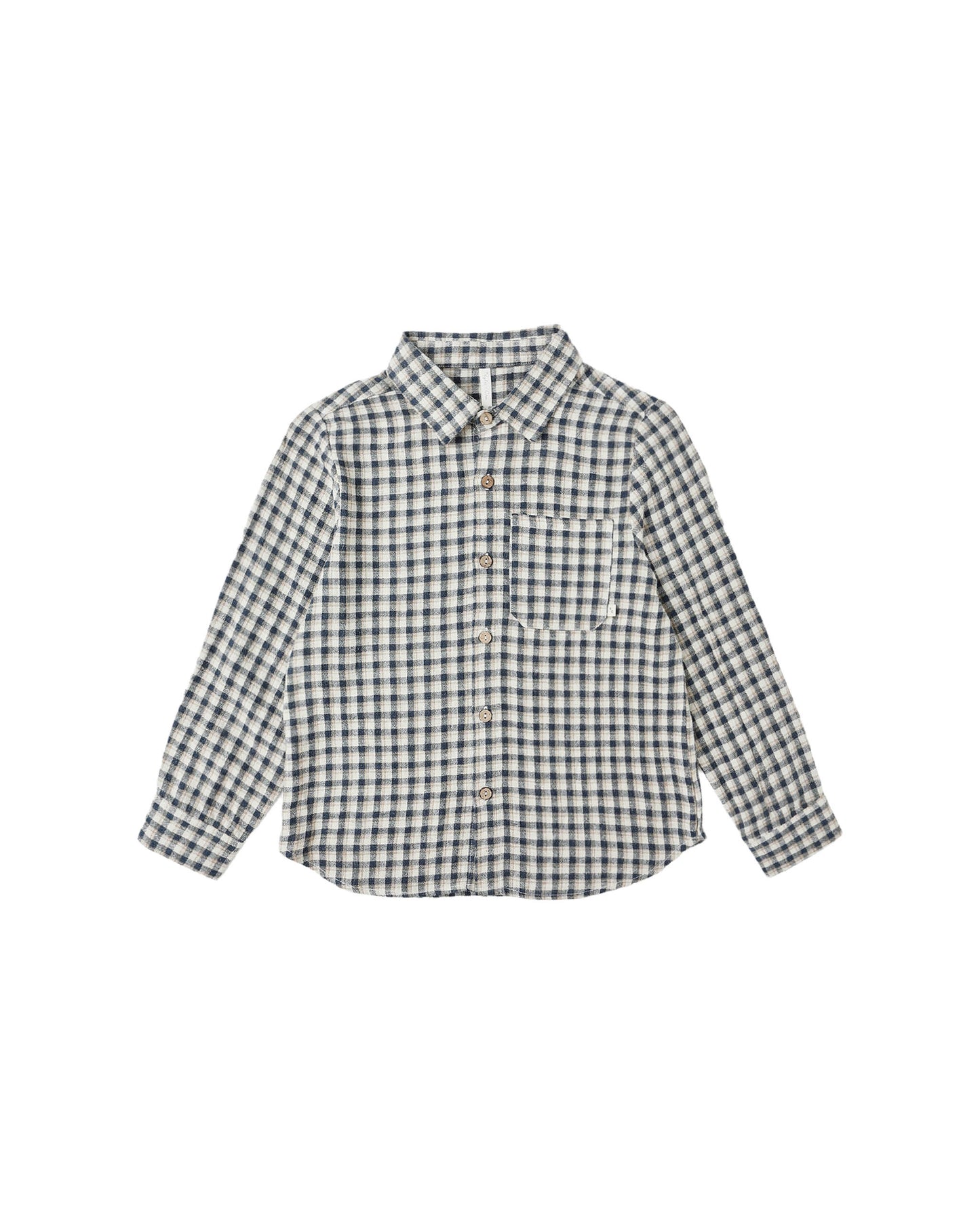 Collared Long Sleeve Shirt - Navy Check