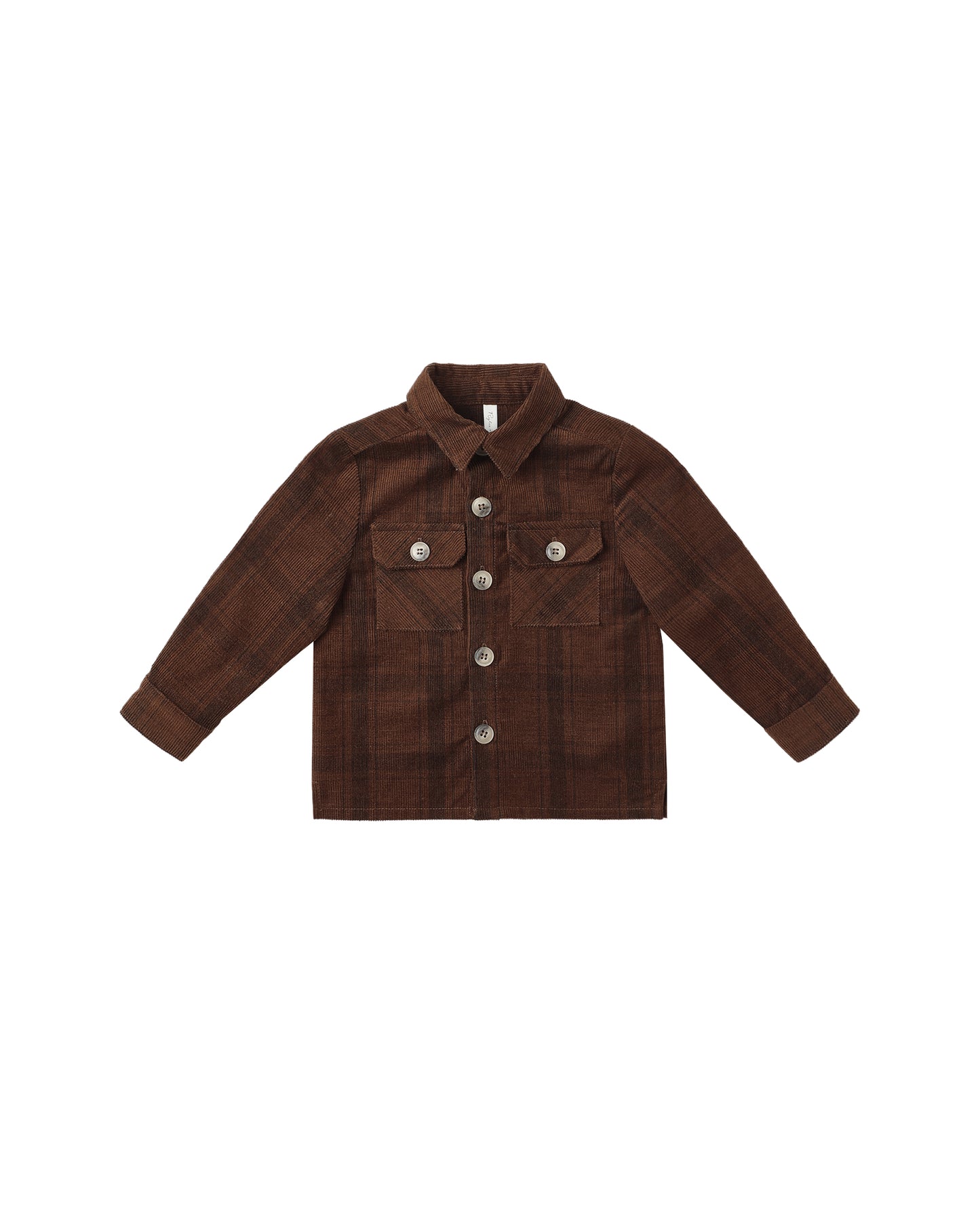 Pocketed Corduroy Shirt - Brown Plaid