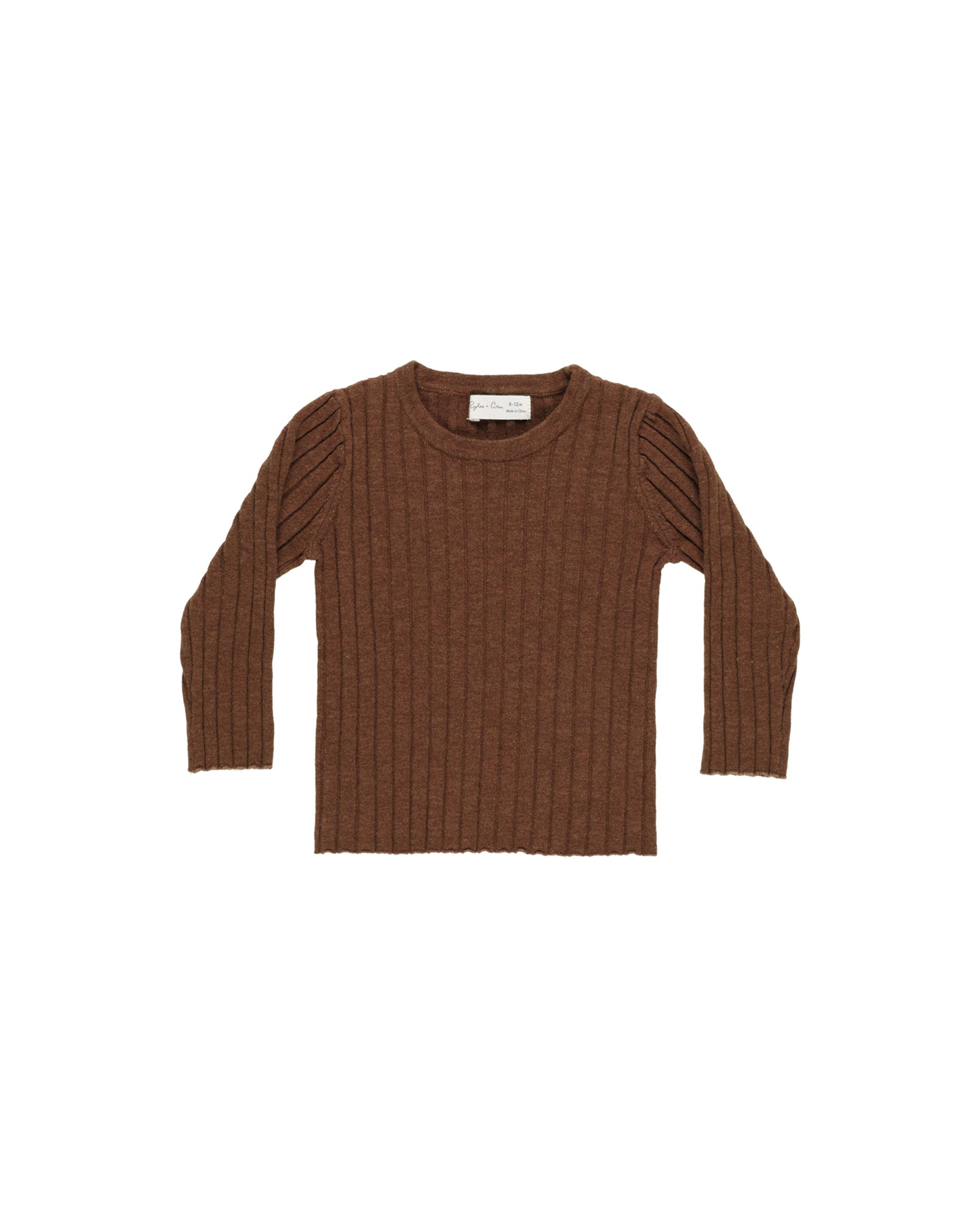 Long Sleeve Knit Top - Brown