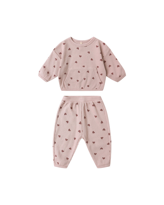 Waffle Slouch Set - Hearts