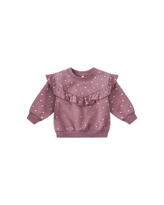 Ruffle Fleece Sweatshirt - Polka Dots