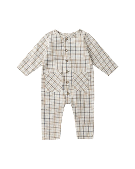 Pocketed Woven Jumpsuit - Blue Paid
