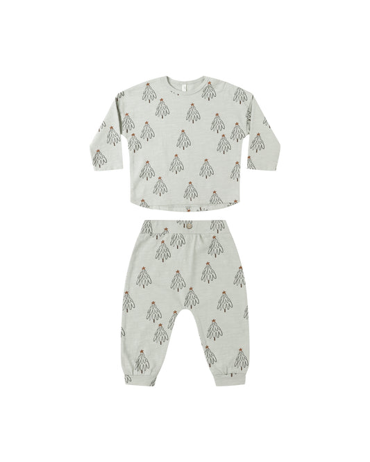Long Sleeve Tee & Pant Set - Trees