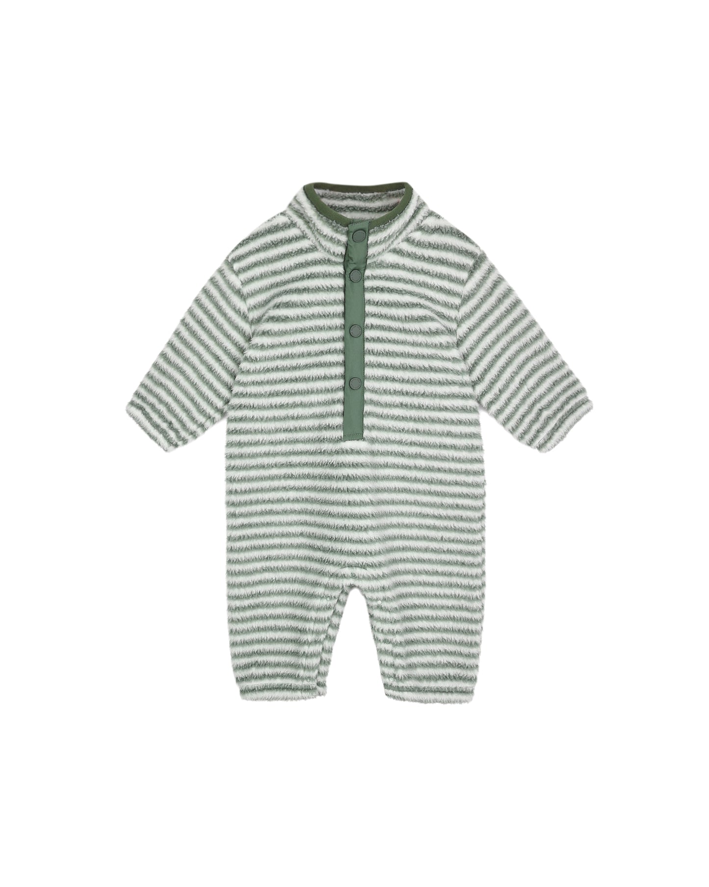 Fuzzy Winter Jumpsuit - Evergreen Stripe