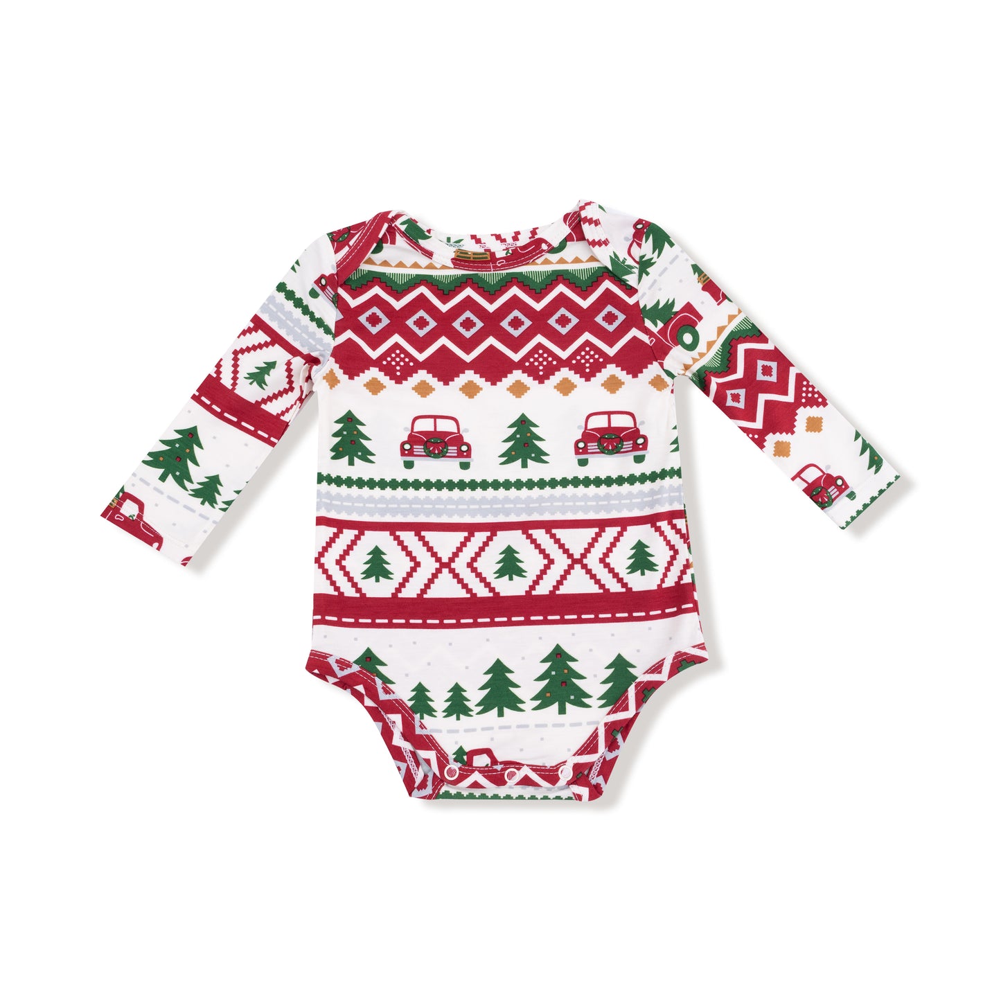 Red Truck Fair Isle  - Lap Shoulder Bodysuit