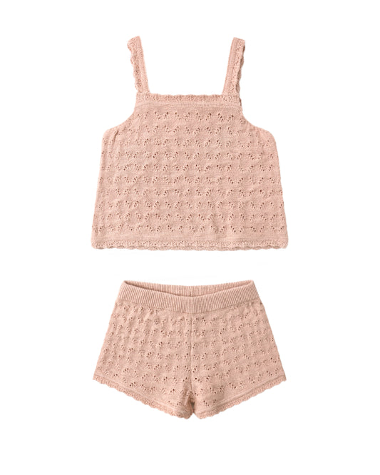 Pointelle Knit Tank + Short Set Melon