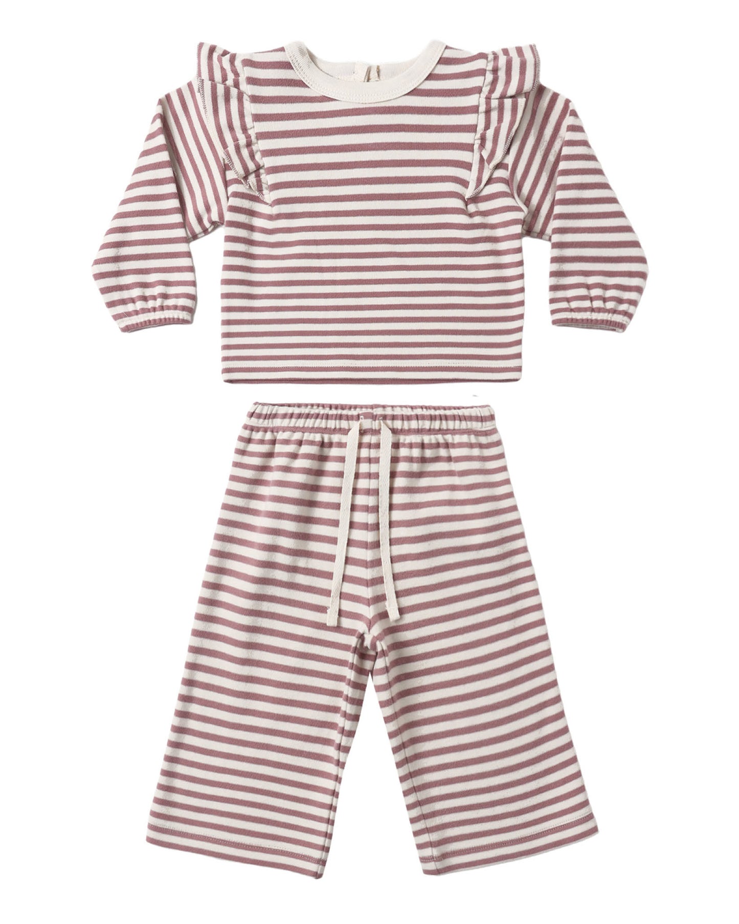 RUFFLE COZY SET MULBERRY STRIPE