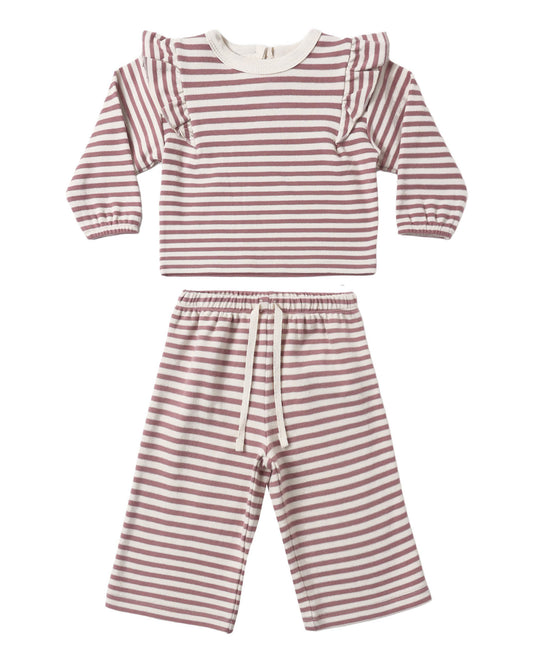 RUFFLE COZY SET MULBERRY STRIPE