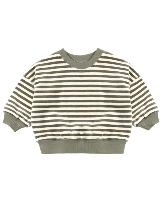 VELOUR RELAXED SWEATSHIRT SPRUCE STRIPE