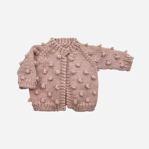 Popcorn Cardigan, Blush | Hand Knit Kids Sweater