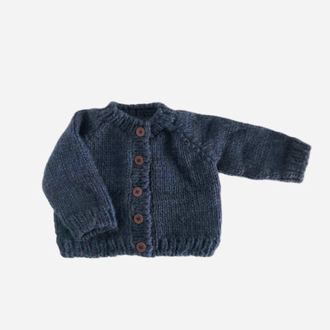 Classic Cardigan, Navy | Hand Knit Kids Sweater