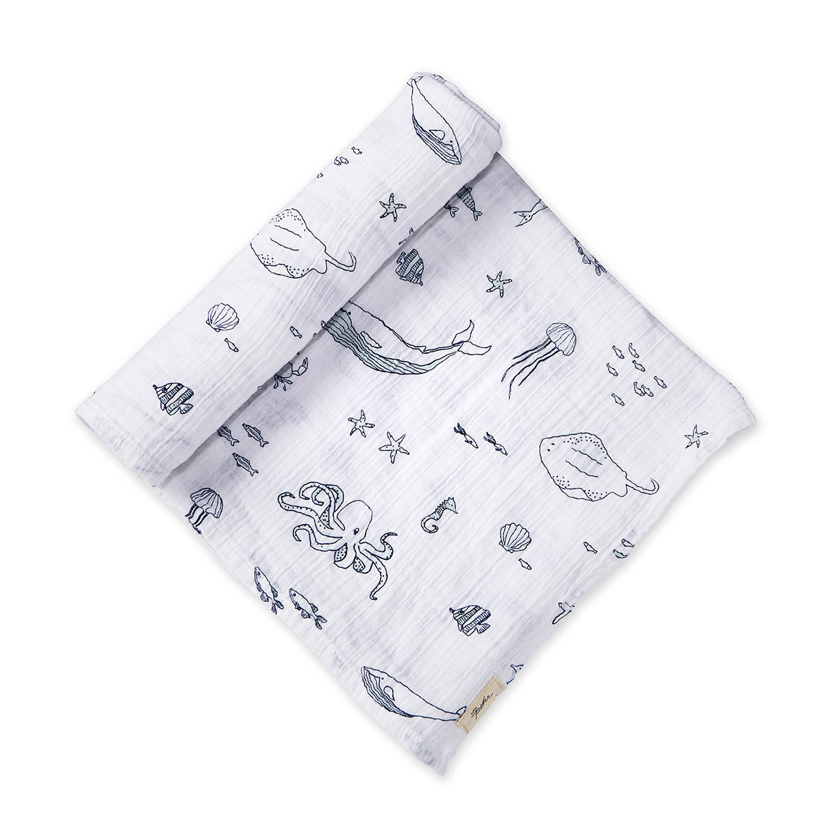 Organic Cotton Muslin Swaddle - Life Aquatic